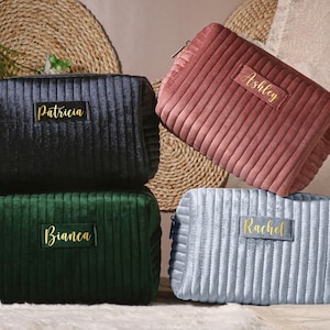 Brautjungfer Kosmetiktasche, personalisierte Make-up Tasche, Brautjungfer Geschenke, Hochzeitsgeschenk, Samt Kosmetiktasche, Brautjungfer Vorschlag, Geschenk für Sie