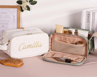 Bridesmaid Embroidered Makeup Bag, Custom Large Capacity Cosmetic Bag, Bridal Shower Gift, Bridesmaid Gifts, Travel Storage Organizer