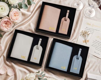 Personalized Luggage Tag, Custom Name Passport Holder & Luggage Tag Set, Wedding Favors, Travel Gifts