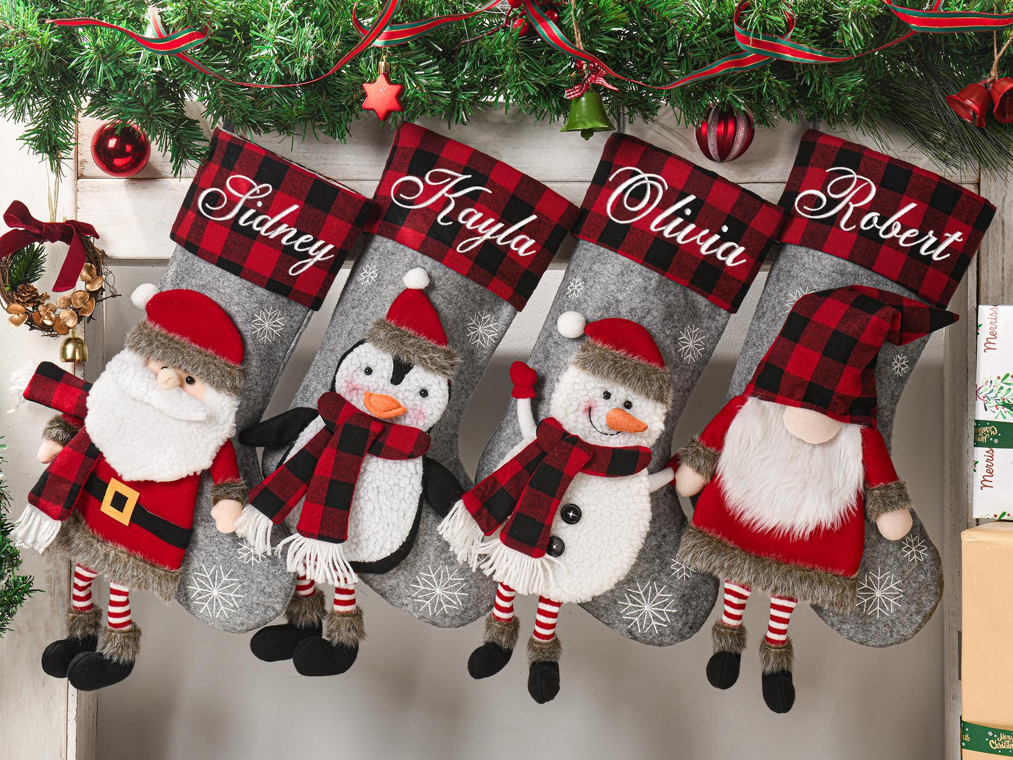 Personalized Family Christmas Stockings, Custom 3D Christmas Stockings, Holiday Decor, Embroidered Stockings With Name, Monogram Stocking