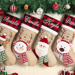 Personalized 3D Christmas Stockings, Custom Family Christmas Stockings, Holiday Decor, Embroidered Stockings With Name, Monogram Stocking
