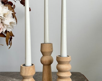 Scandinavian Style, Nordic Style,Home Decoration,Wooden Candle Holder Set of 3,Mid-Century,Housewarming Gift