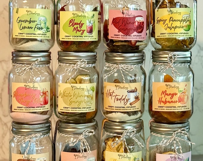 Craft Cocktail Infusion Kit | 12 Flavors | DIY Booze Mix (Mason Jar)