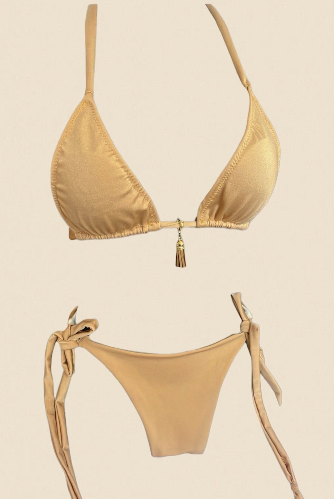 Lylou Gold Padded Shinny Bikini Set