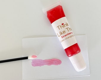 Lippenfleck Glossy Straberry Lip Gloss Oil mit Vitamin E und Kokosnussöl – pH-Wert Farbwechsel