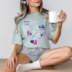 Camiseta con mapa del día de la boda, despedida de soltera, novias, regalo de novia, cumpleaños, aspecto extragrande y elegante.