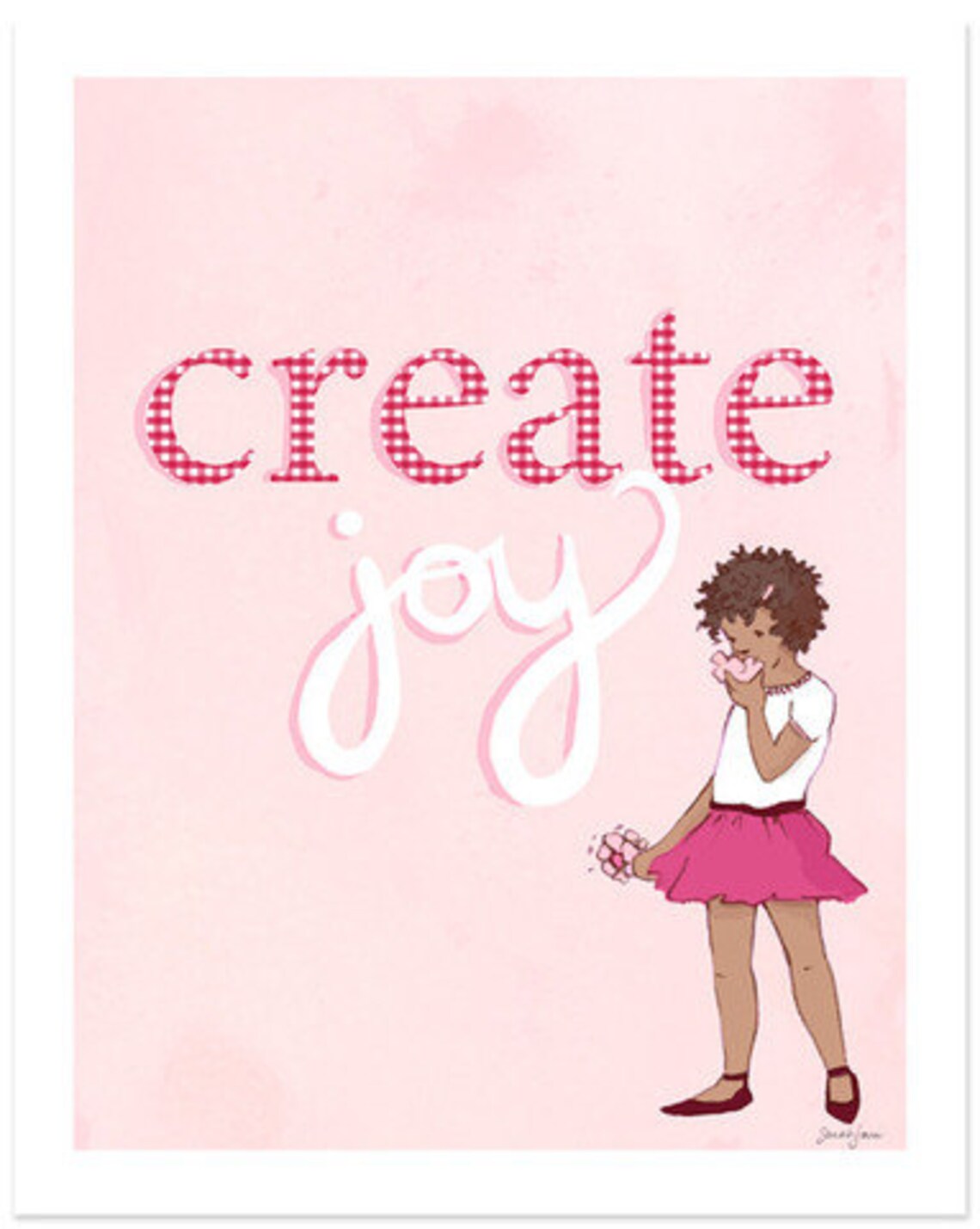 Children's Wall Art Print Create Joy Girl Kids Nursery Etsy