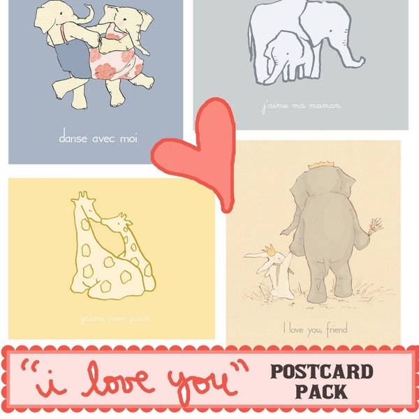 I love you--set of 8 postcards