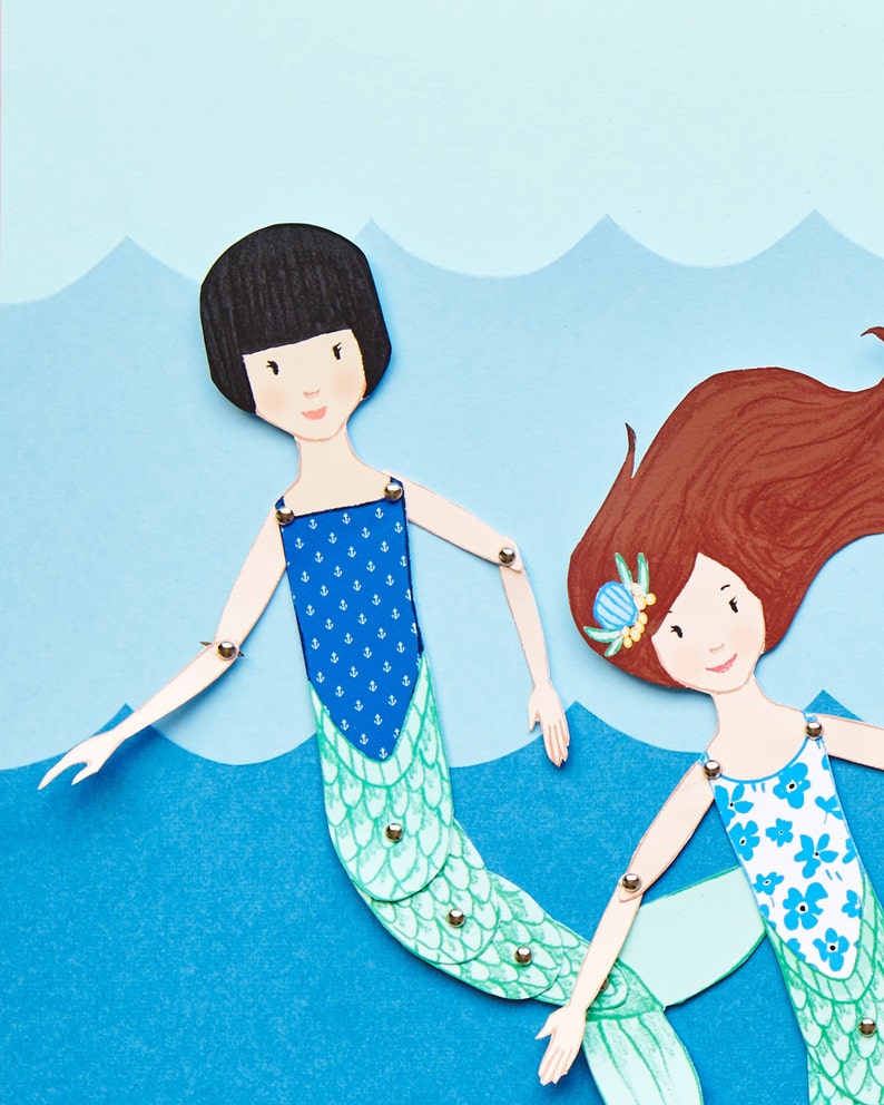 Mermaid Paper Puppets PDF Printable Etsy
