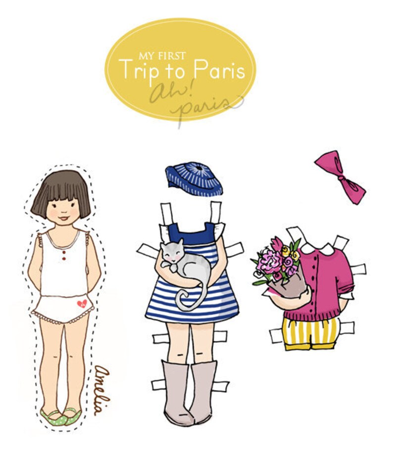 Paper Dolls PDF Printable My First Trip to Paris 6 dolls Etsy