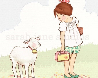 Children's Wall Art Print - My Little Lamb - Girl Kids Nursery Room Decor