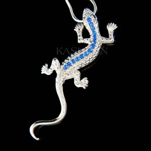 Swarovski Crystal Royal Blue Lizard REPTILE Salamander Gecko Iguana Newt Necklace Jewelry Birthday Christmas Best Friends Girlfriend Gift