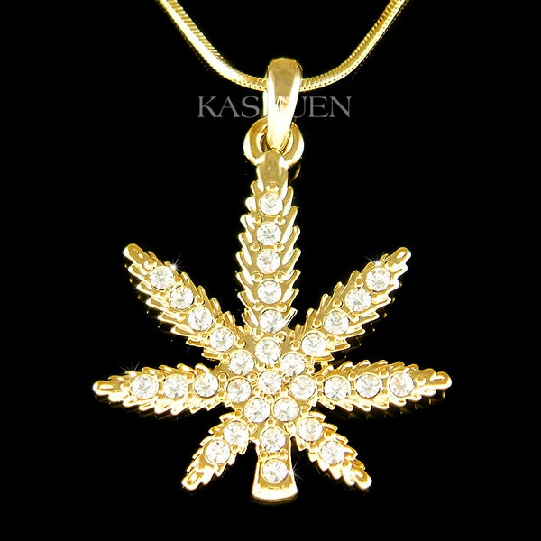 Swarovski Crystal 420 Medical Marijuana Leaf Weed Cannabis Reefer Pot Necklace Jewelry Men Women Smoker Christmas 30 Stoner Birthday Gift