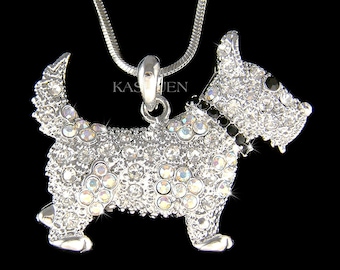 Swarovski Crystal White SCHOTSE Terriër Westie Scottie HOND Puppy Pup Dierenliefhebber ketting leuke sieraden kerst beste vrienden cadeau nieuw