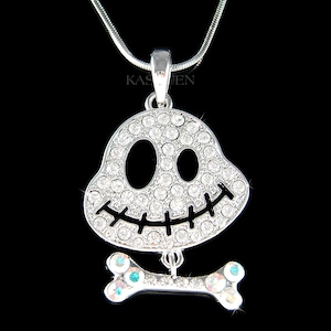 Citrouille d&#39;esprit Halloween cristal Swarovski citrouille squelette pendante effrayant collier en os des bijoux fantaisie de dernière minute
