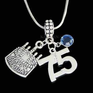 Feliz 75 cumpleaños Regalos Número 70 71 72 73 74 75 76 77 78 79 Collar Pulsera con dijes Llavero Joyería Pastel Hermana Tía Mamá Abuela Nuevo