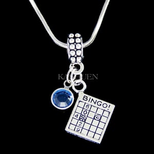 Bracelet à breloques carte de bingo, collier de bingo, cadeau de joueur de bingo, gagnant chanceux, cadeaux de bijoux pour une soirée de jeux amusante, cadeaux des 60e, 70e et 80e anniversaires