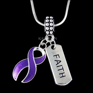 Lucha contra el cáncer de páncreas con fe púrpura conciencia cinta collar testicular tiroides Alzheimer lupus Crohn's Fit pulsera de encanto europeo