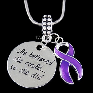 Lucha contra el cáncer de páncreas púrpura collar tiroides testicular Alzheimer, lupus, cinta de concienciación sobre la fibromialgia de Crohn pulsera de encanto europeo