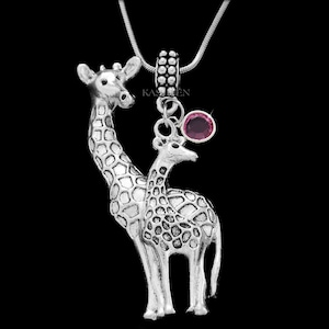 Big Giraffe Necklace, Giraffe Mom Baby Keychain, Safari Animal  Lover Jewelry, Mother&#39;s Day Gift, Gifts for Mama, Cute Personalized Gifts