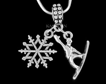 Snowboarding Snowboarder Gifts Snowboard Necklace Snowflake Winter Sports Jewelry Bangle Keychain 18th 20th 30 Birthday Gifts Bracelet Charm