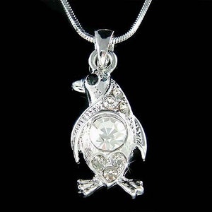 Dainty Swarovski Crystal Penguin Necklace Girls Jewelry Best Friend Christmas 12th 13th 14th 15th Birthday Gift fit European Charm Bracelet