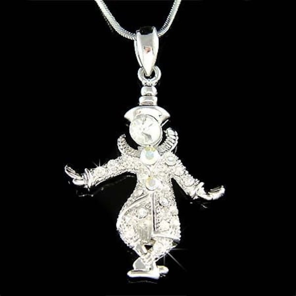 Swarovski Crystal Happy Funny Circus Clown Jester Necklace Wretched Creepy Weird Weirdo Jewelry Christmas Best Friends 30th 40 Birthday Gift