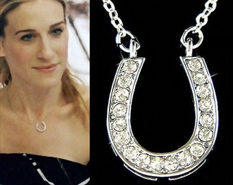 Swarovski Crystal Lucky Horseshoe Necklace Western Sterling Silver EQUESTRIAN Good Luck Charm Chain Jewelry Best Friend Christmas Gifts New
