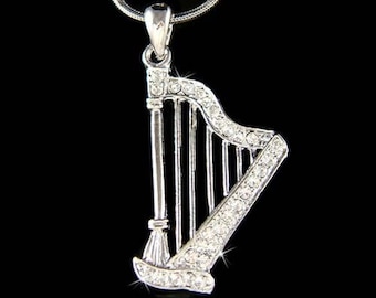 Swarovski Crystal Fairy CELTIC HARP Necklace Harpist Jewelry - Etsy