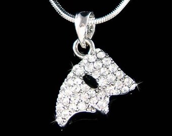Swarovski Crystal Dainty Clear Phantom of the Opera Masquerade Mask Pendant Charm Necklace, Broadway Play Jewelry Christmas Birthday Gifts