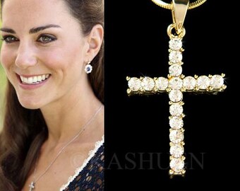 Dainty Swarovski Crystal Simple CROSS 