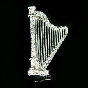 Swarovski Crystal Fairy CELTIC HARP Brooch Harpist music Irish Bridal Wedding Pin Jewelry Best Friends Musical Musician Christmas Gift new