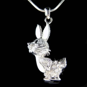Swarovski Crystal White Hare Easter Bunny Rabbit Necklace Girls Necklace Jewelry Christmas 12th 13th 14th 15th 16th 17th 18th Birthday Gift