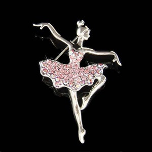 Swarovski Crystal Pink Big Ballerina Brooch Ballet Dance Girl Dancer Pin Dancing Jewelry Best Friend Coach Birthday 40th 50th Christmas Gift