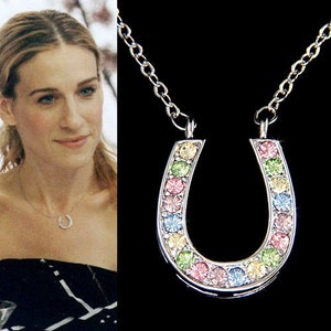 Swarovski Crystal Rainbow Multi Color Horseshoe Necklace Western Jewelry Bridal Wedding Celebrity Horse Riding Equestrian Chain For Her Gift image 1