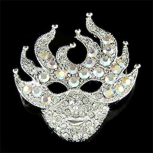 Swarovski Crystal AB Phantom of the Opera Broadway Musical Masquerade Mask Brooch Dance MARDI GRAS Party Women Pin Christmas Birthday Gifts