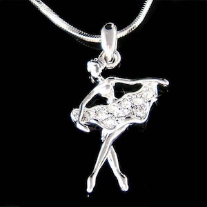 Swarovski Crystal Dainty BALLERINA The Nutcracker Ballet Dancer Necklace Christmas Birthday Gift Swan Lake Lover fit European Charm Bracelet