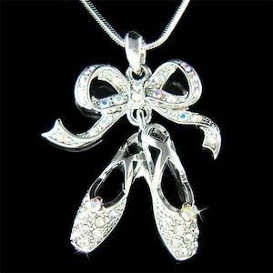 Swarovski Crystal Ballet Slippers Necklace Dance Shoes Ballerina Jewelry Christmas 15th 16th 18th 20th 25th 30th 35th 40th 50 Birthday Gift