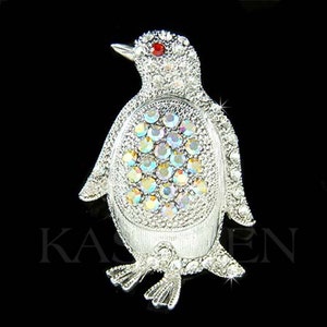 Swarovski cristallo Aurora Borealis bambino pinguino imperatore Antartide spilla gioielli gioielli carino nuovo migliore amico ragazze compleanno regalo di Natale