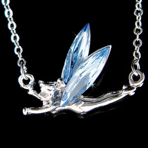 Blauwe Swarovski Kristal Fee Engelenvleugels Charme Hanger Ketting Magische Magische Vrouwen Meisjes Sieraden Kerst 15 16e 17e 18e Verjaardagscadeaus