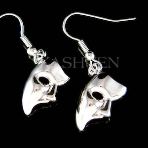 The Phantom of the Opera Earrings Masquerade Mask Musical Sterling Silver Dangle Jewelry Christmas Best Friend 25th 30th 35th Birthday Gift