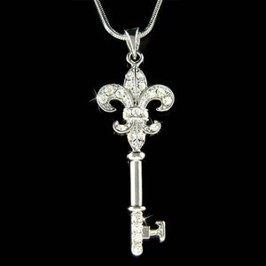 Collar con colgante de flor de lis de cristal Swarovski, diseño de París, Francia, iris, lirio, bandera, joyería para el Día de la Madre, esposa, Navidad, mejor amiga, regalo nuevo.