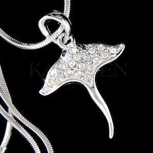 Swarovski Crystal Stingray Marine Diver Snorkeling Ocean Beach Wedding Sea Charm Pendant Chain Necklace Jewelry Best Friends Christmas Gift