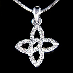 Swarovski Crystal Irish Scottish Open 4 Point Quaternary Celtic Knots Necklace Infinity Jewelry Ireland Scotland Christmas 40 Birthday Gift