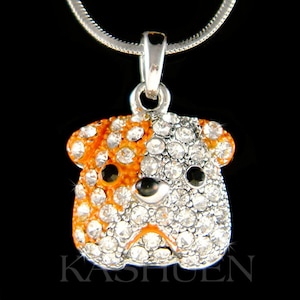 Swarovski Crystal English British Bulldog Dog Lover Animal Puppy Pendant Chain Charm Necklace Christmas Best Friend Birthday Cute Gift New
