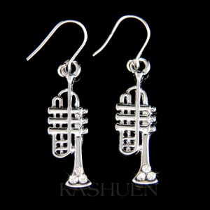 Swarovski Crystal TRUMPET bach king Brass BB Jazz Music Musical Instrument Dangle Earrings Musician Best Friends Teacher Christmas Gift New