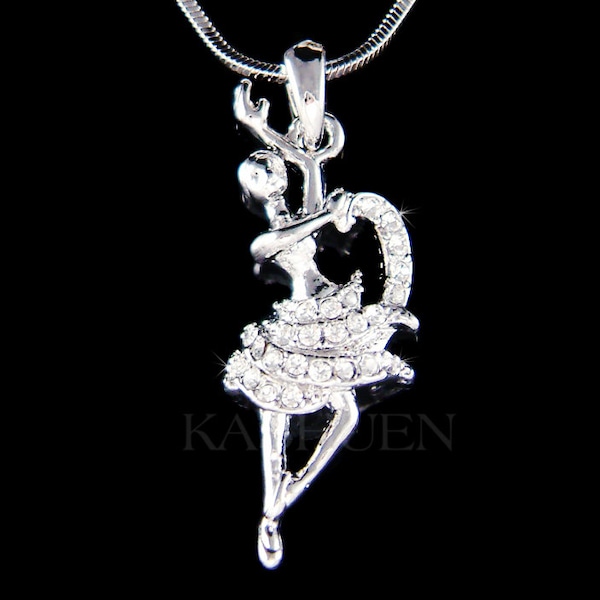 Swarovski Crystal Ballroom Tango ballerine Ballet danse fille danseuse de Flamenco danse charme pendentif chaîne collier Bijoux valse partenaire Gift