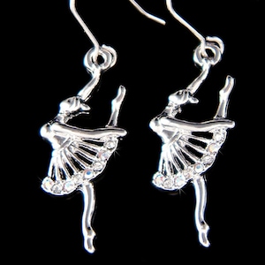 Swarovski Crystal Clear BALLERINA The Nutcracker Ballet Dancer Dance Girls Charm Earrings Dancing Jewelry Christmas Gift New Swan Lake Lover