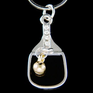 Swarovski Crystal Rhinestone Pickleball Necklace, Table Tennis Ping Pong Ball Racket Jewelry Racquet Sports Championships 60 Birthday Gifts