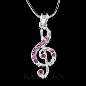 Swarovski Crystal TREBLE CLEF Necklace Musical Jewelry Music Note Keychain Musician Piano Violin Christmas 50th Birthday Gift Bracelet Charm